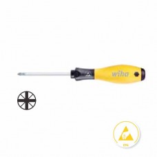 Wiha SoftFinish® ESD Pozidriv Screwdriver - Dissipative Handle, ESD-Safe - PZ 0 - 26928